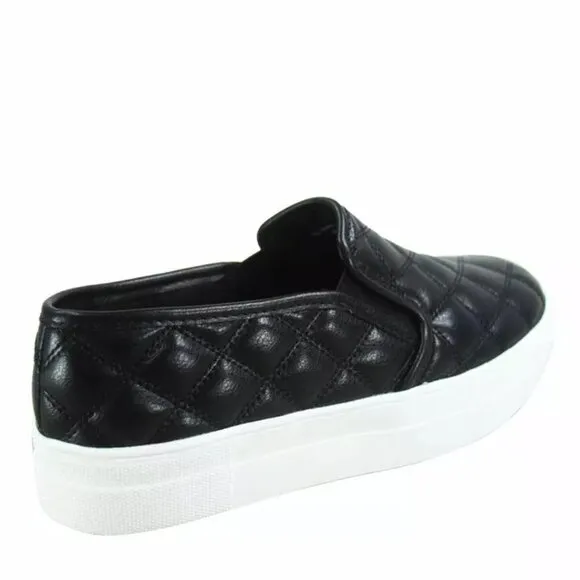 Women's Fashion Slip On Round Toe Double Platform Flat Quilted Sneaker Shoes