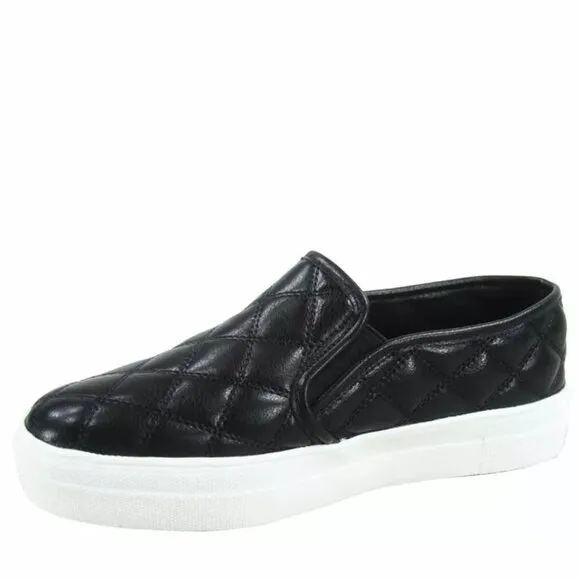 Women's Fashion Slip On Round Toe Double Platform Flat Quilted Sneaker Shoes