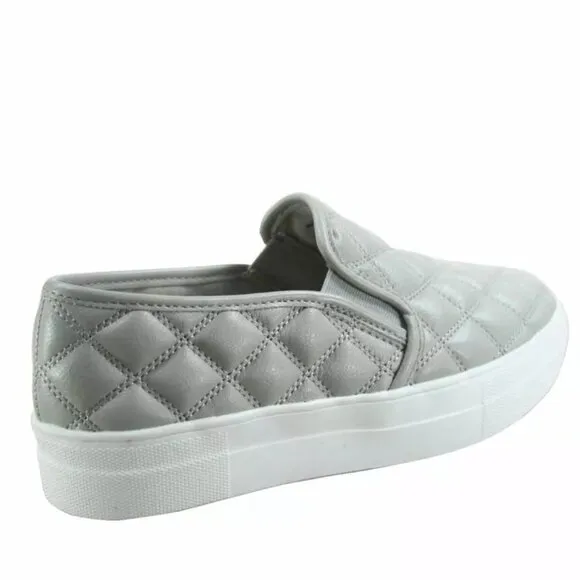 Women's Fashion Slip On Round Toe Double Platform Flat Quilted Sneaker Shoes