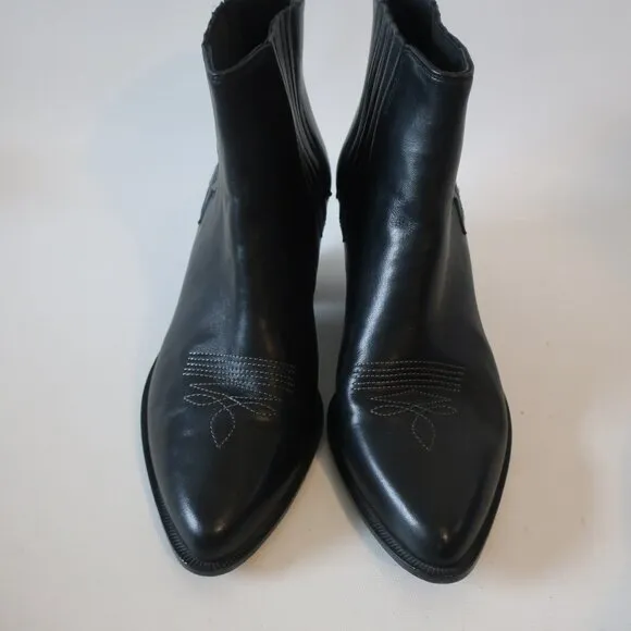 Womens Golden Goose Black Cowgirl Ankle Leather Boots 38 EUR/US 8