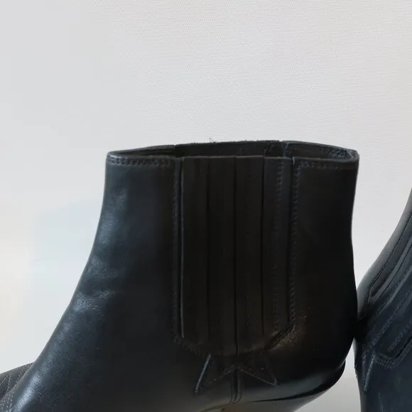 Womens Golden Goose Black Cowgirl Ankle Leather Boots 38 EUR/US 8