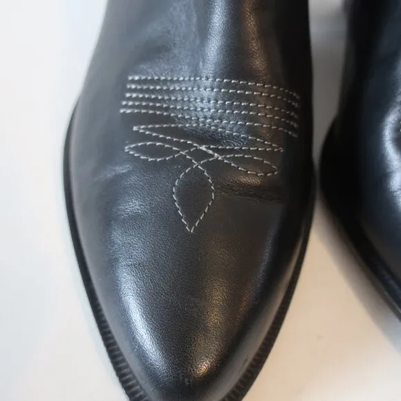 Womens Golden Goose Black Cowgirl Ankle Leather Boots 38 EUR/US 8