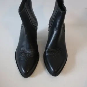 Womens Golden Goose Black Cowgirl Ankle Leather Boots 38 EUR/US 8
