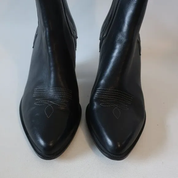 Womens Golden Goose Black Cowgirl Ankle Leather Boots 38 EUR/US 8