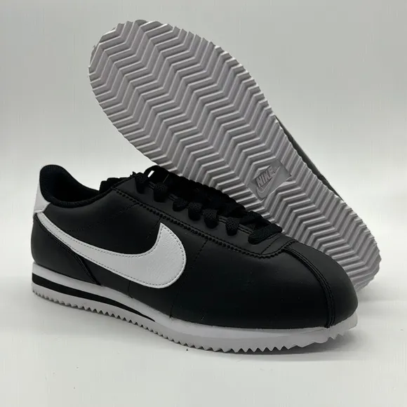 Women's Nike Cortez Black White Leather Athletic Shoes DN1791 001 NWOB