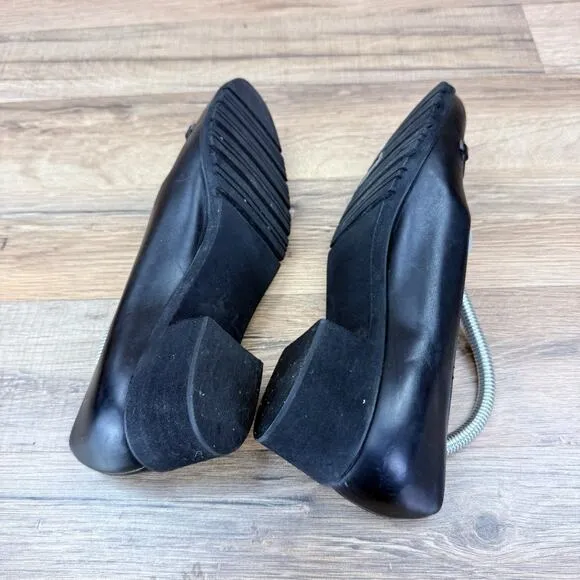 Women's Size 7B Salvatore Ferragamo Boutique Black Leather Classic Heels Shoes