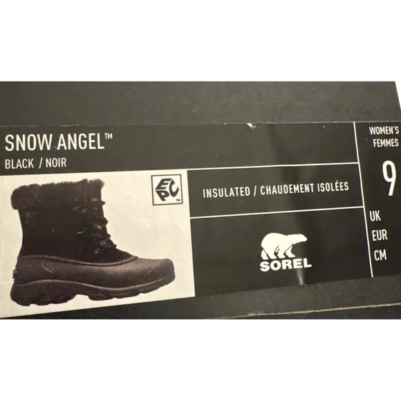 Womens Sorel Sueded Winter Boots Black Snow Angel Size 9 NEW IN BOX