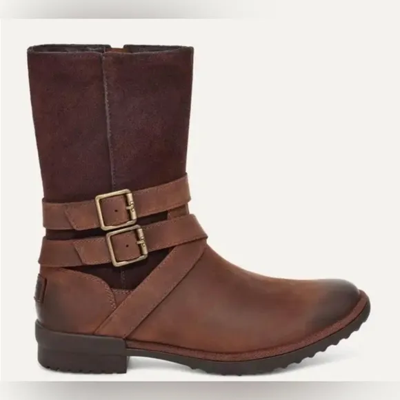 Women’s Ugg Lorna Boot, Brown, Fur Lined, Waterproof, Leather   Suede, Size 7