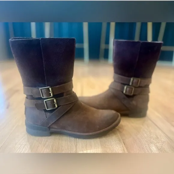Women’s Ugg Lorna Boot, Brown, Fur Lined, Waterproof, Leather   Suede, Size 7