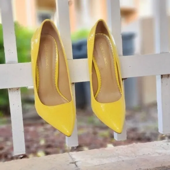 Women's Yellow Pointed Toe Stiletto Pumps High Heels
