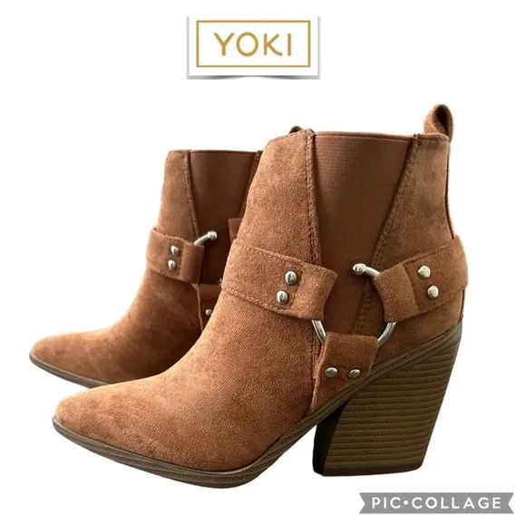YOKI Muriel Women suede Western ankle boots cowgirl booties NWT Size 6