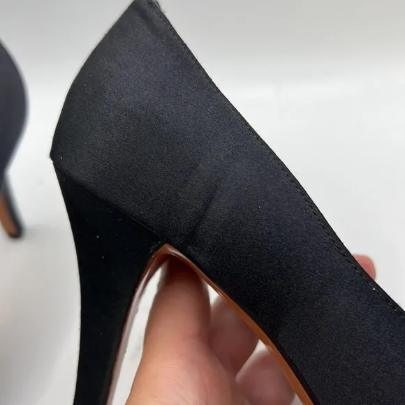 Yves Saint Laurent Heels Shoes Nylon Leather Black Womens Size 8 M