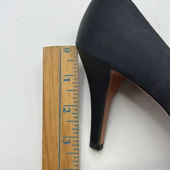 Yves Saint Laurent Heels Shoes Nylon Leather Black Womens Size 8 M