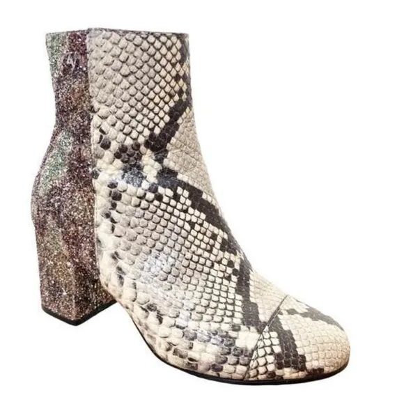 Zadig &amp; Voltaire Lena Ankle Booties - Glitter - Snakeskin Leather Print