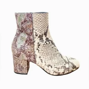 Zadig &amp; Voltaire Lena Ankle Booties - Glitter - Snakeskin Leather Print