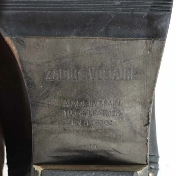 ZADIG &amp; VOLTAIRE Women’s EU40 US 9-9,5 Black Leather Studded Ankle Boots
