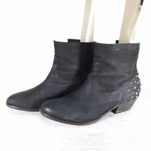 ZADIG &amp; VOLTAIRE Women’s EU40 US 9-9,5 Black Leather Studded Ankle Boots