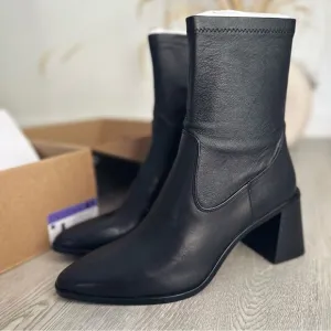 Zara Ankle Heeled Genuine Leather Boots New