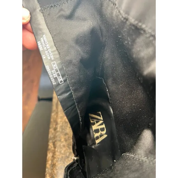 ZARA Black Rhinestone Kitten Heeled Boots