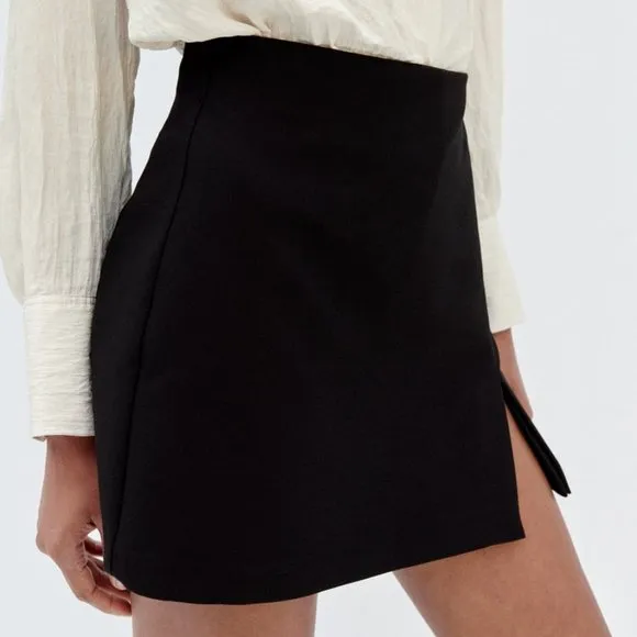 Zara Black Skort Side Slit Detail