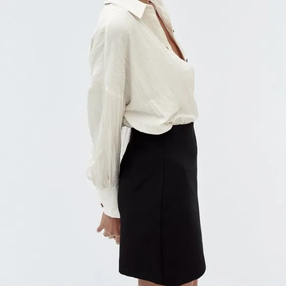 Zara Black Skort Side Slit Detail