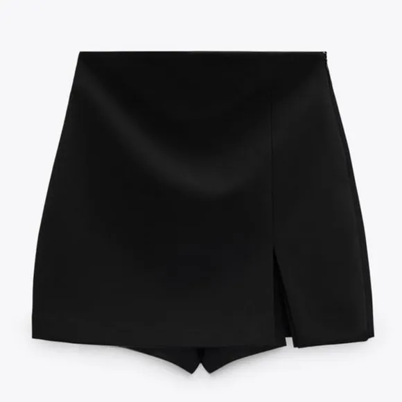 Zara Black Skort Side Slit Detail