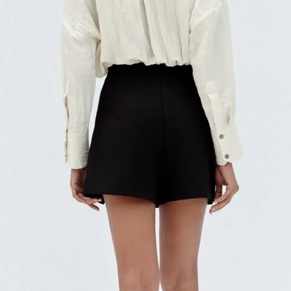 Zara Black Skort Side Slit Detail