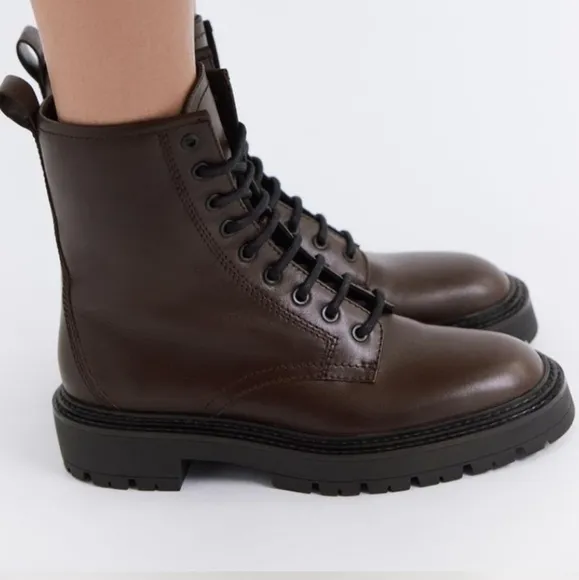 Zara Lace-Up Leather Ankle Boots