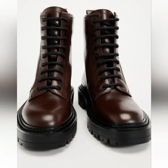 Zara Lace-Up Leather Ankle Boots