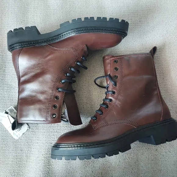 Zara Lace-Up Leather Ankle Boots