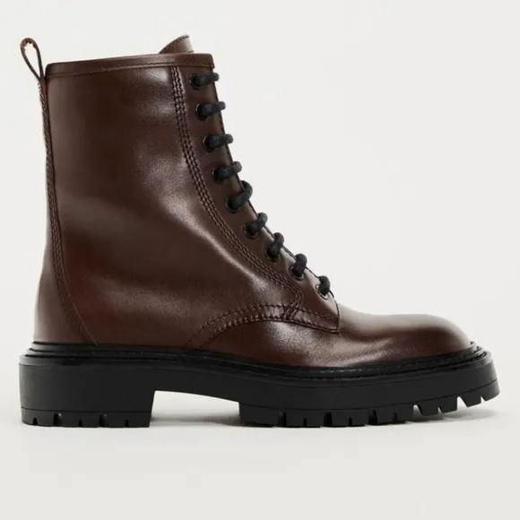 Zara Lace-Up Leather Ankle Boots