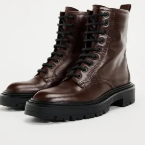 Zara Lace-Up Leather Ankle Boots