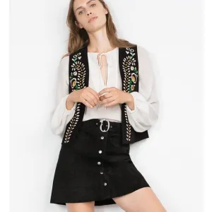 ✨ZARA✨ Leather Suede 70’s Skirt