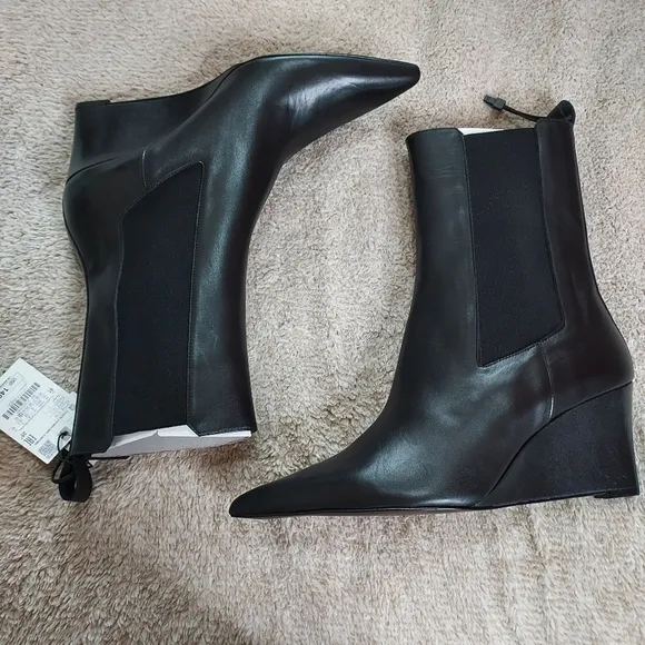 Zara Leather Wedge Ankle Boots