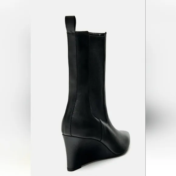 Zara Leather Wedge Ankle Boots