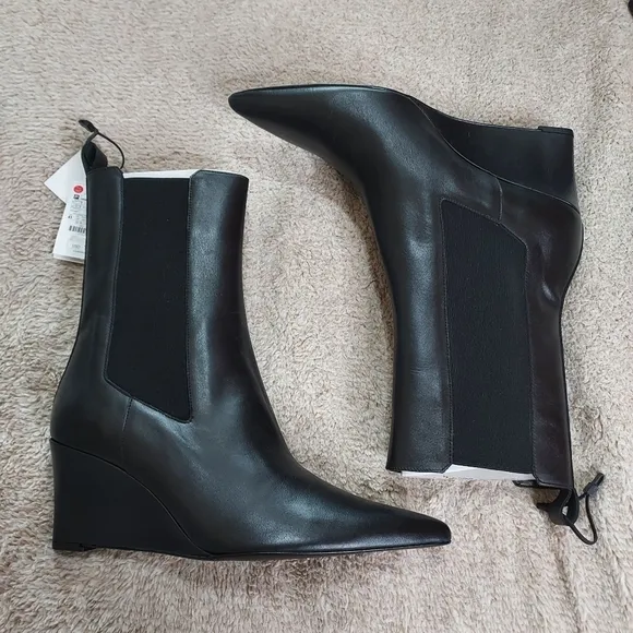 Zara Leather Wedge Ankle Boots