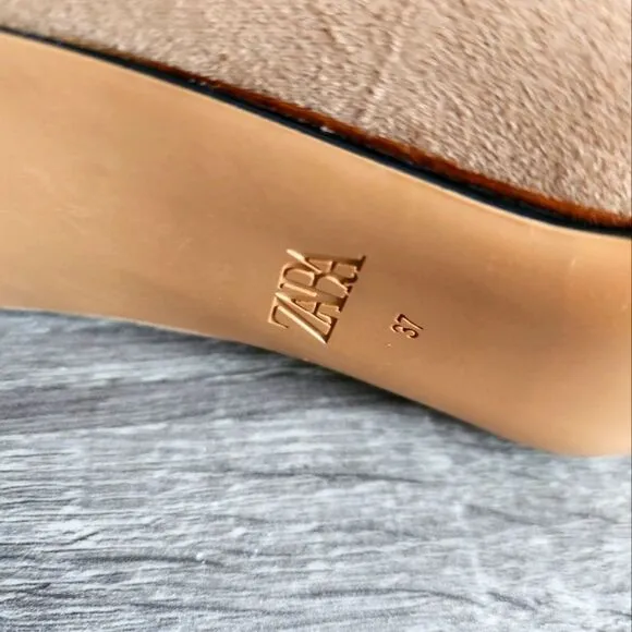 ZARA NEW WOMEN'S SHOES BLOCK HIGH HEELS BROWN COLOR SIZE US 6,5 EU 37