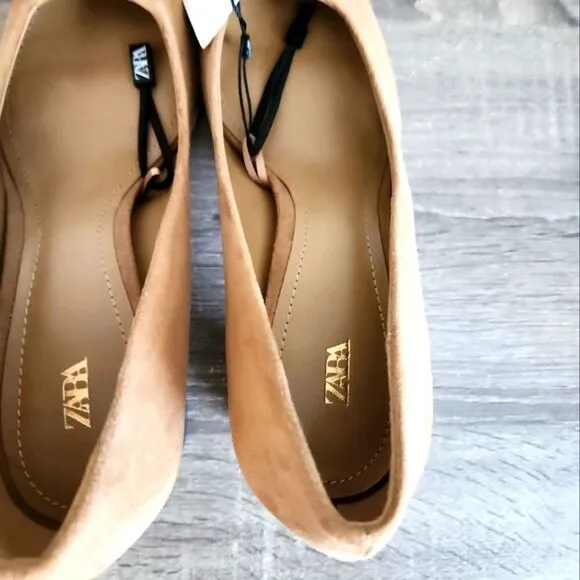 ZARA NEW WOMEN'S SHOES BLOCK HIGH HEELS BROWN COLOR SIZE US 6,5 EU 37