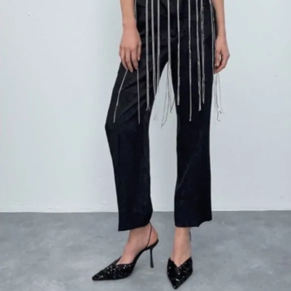 Zara Sequin Lace Up Heeled Shoes Size 9 US 40 EUR NWT