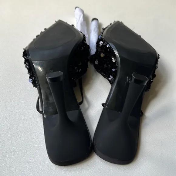 Zara Sequin Lace Up Heeled Shoes Size 9 US 40 EUR NWT