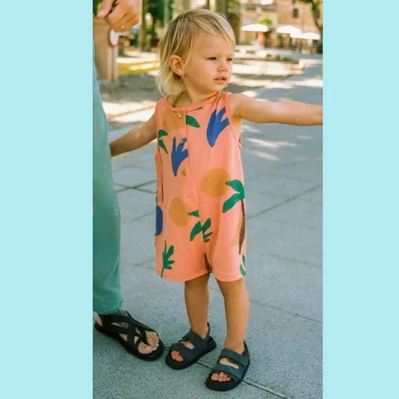 ZARA Shape Print Overalls Pale Orange Toddler Size 2-3 Year 38.6”