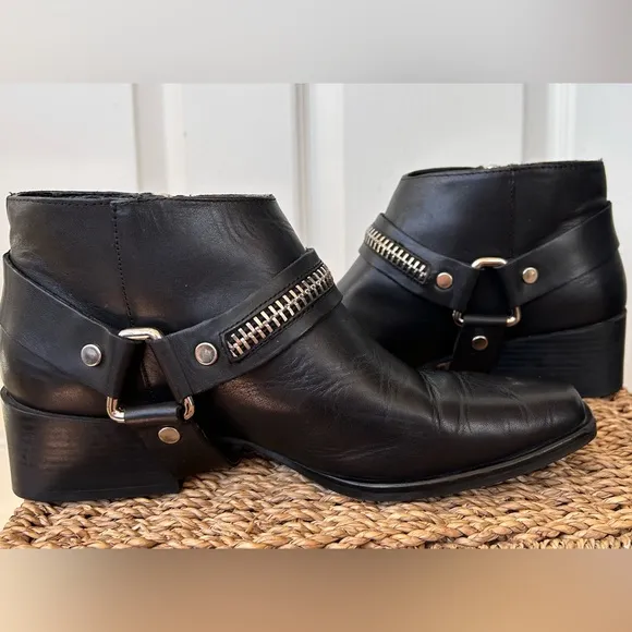 Zara Woman‎ Black Moto Ankle Boots Size 39 (8.5)