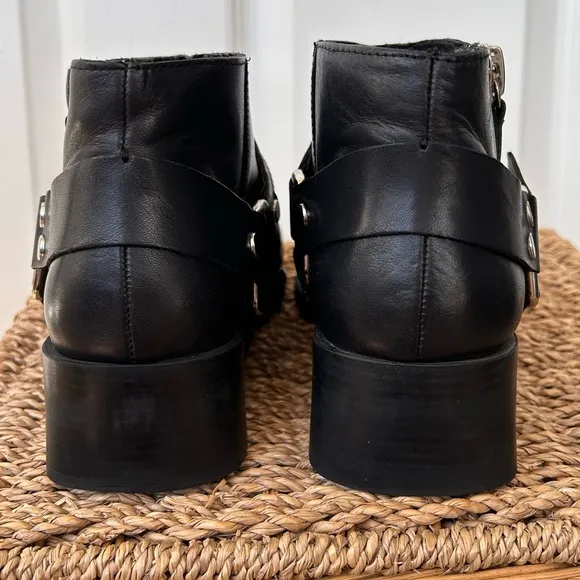 Zara Woman‎ Black Moto Ankle Boots Size 39 (8.5)