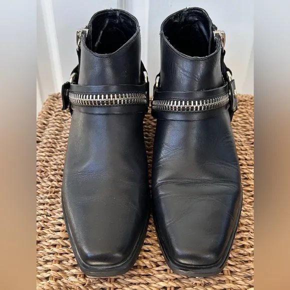 Zara Woman‎ Black Moto Ankle Boots Size 39 (8.5)