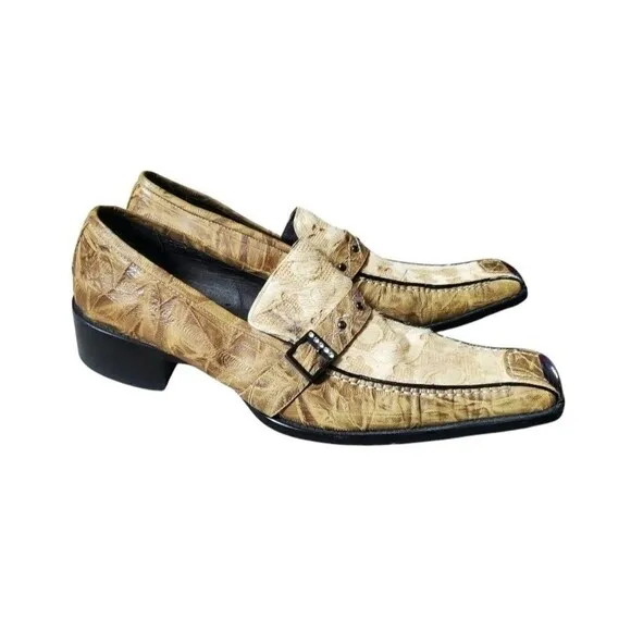 Zota Unique Men Shoes Leather Chrome Toe Size 12 Party Ritzy Flamboyant Long Toe