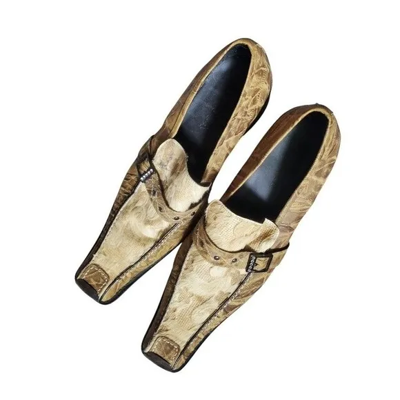 Zota Unique Men Shoes Leather Chrome Toe Size 12 Party Ritzy Flamboyant Long Toe